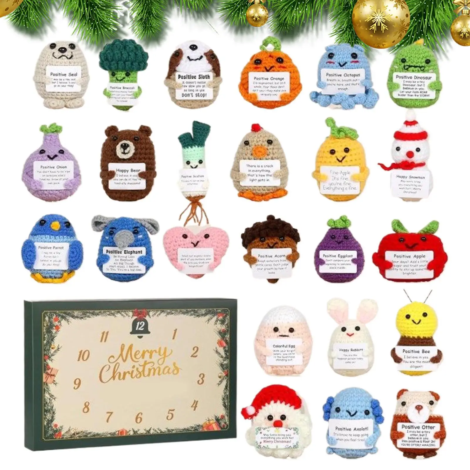 

2d акриловый рождественский календарь, украшения для праздничной вечеринки, 24 дня, положительные крючком животные, Рождественский, новогодний календарь