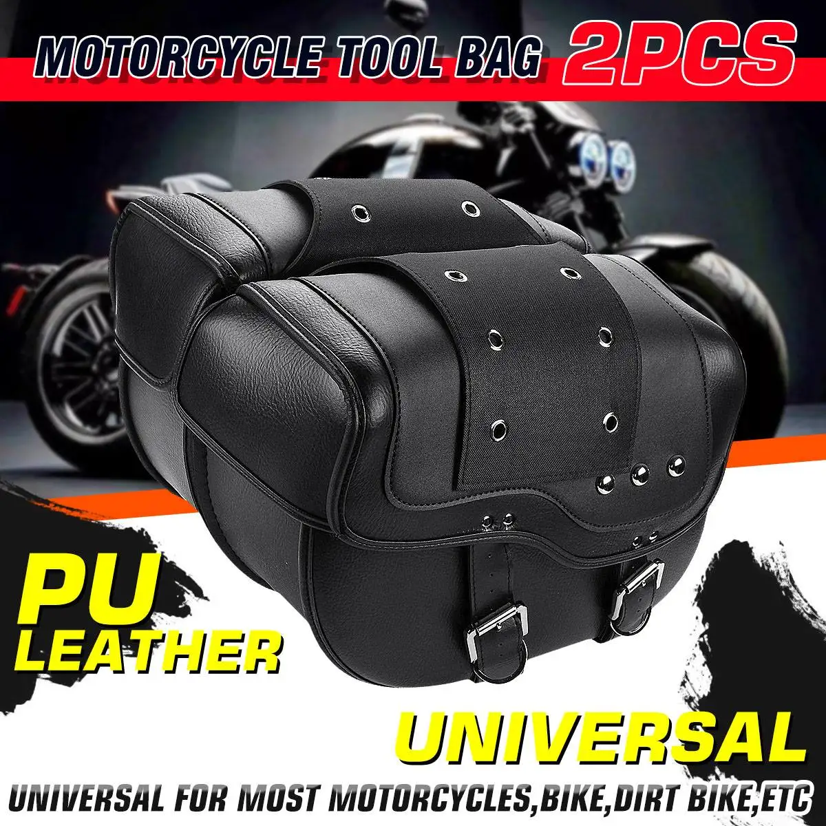 Pair Universal Motorcycle Saddlebag Tool Bags Storage Leather Travel Pouch Luggage Bag For Honda For Suzuki For Kawasaki Yamaha