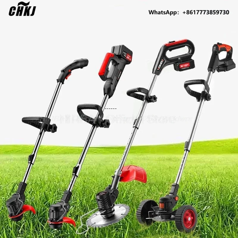 

CHKJ Electric Lawn Mower 21V Cordless Grass Trimmer Electric Lawn Mower 1500mAh Rechargeable Fast Charger Power