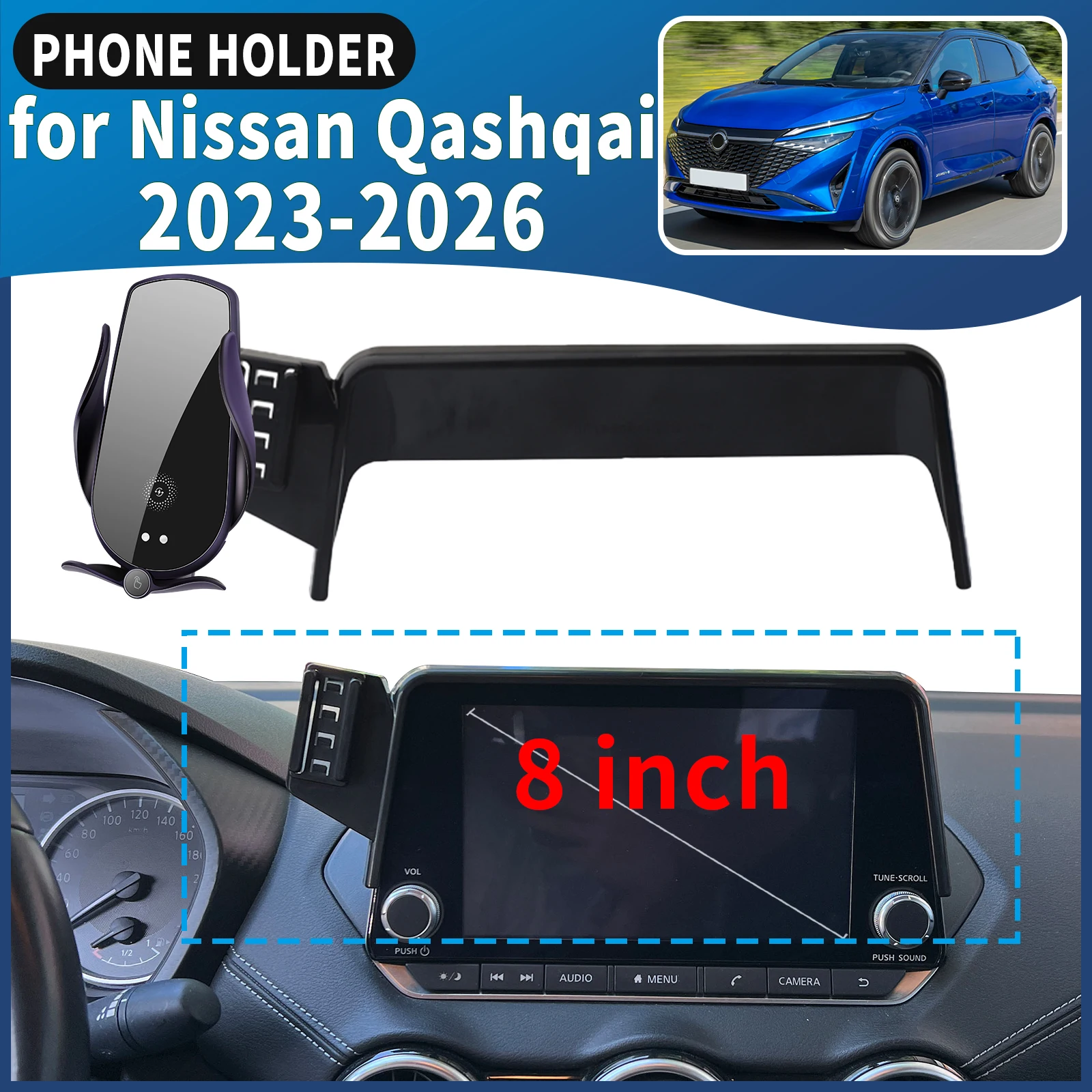 

fit for Nissan Qashqai 2023 2024-2026 8inch Car Phone Holder Mount Vehicle-Specific GPS Navigation Easy Installation accessoires