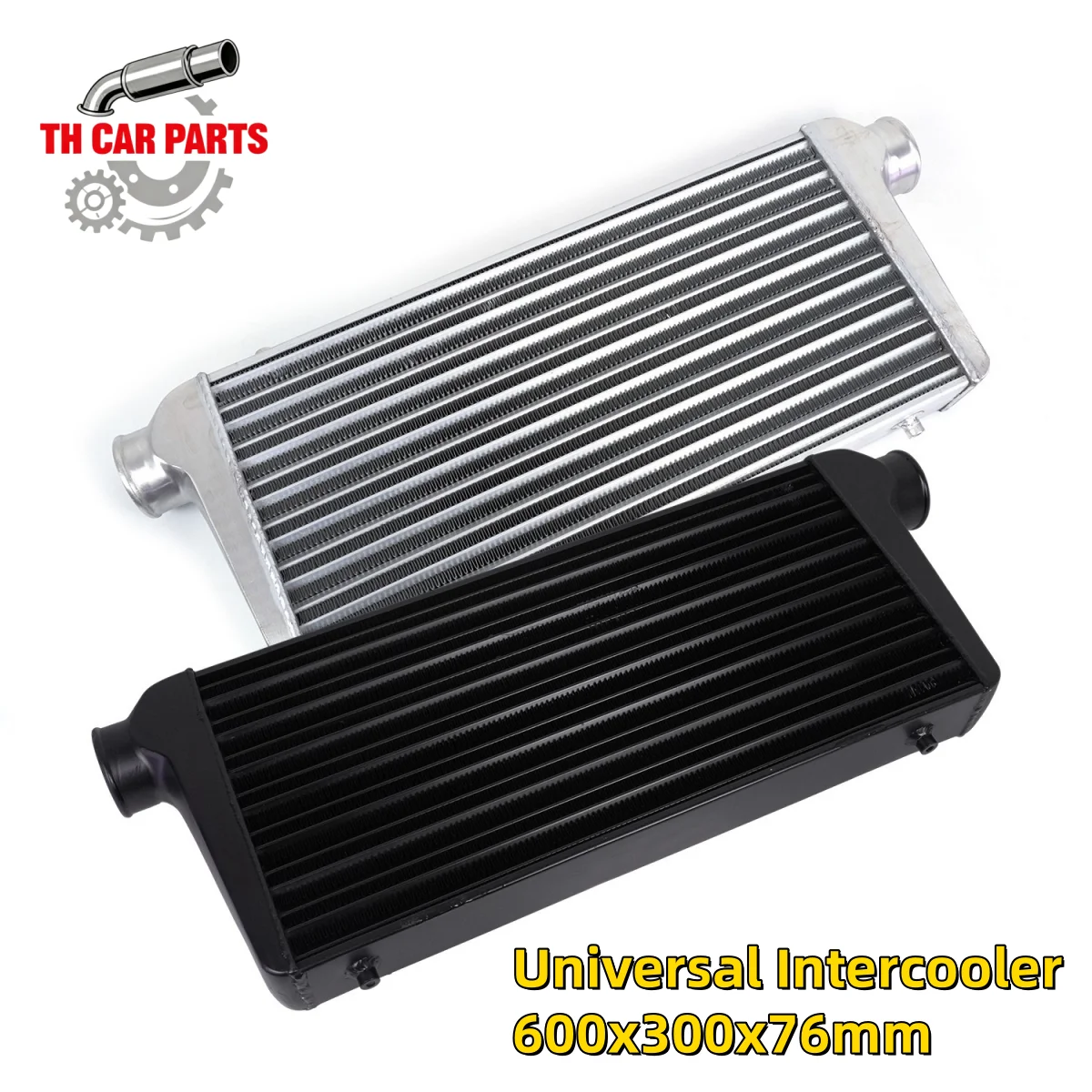 Intercooler Universal de Aluminio de 76 mm de Entrada, 600x300x76 mm, Radiador de Admisión de Aire Frío para Turbo, Intercooler para Auto