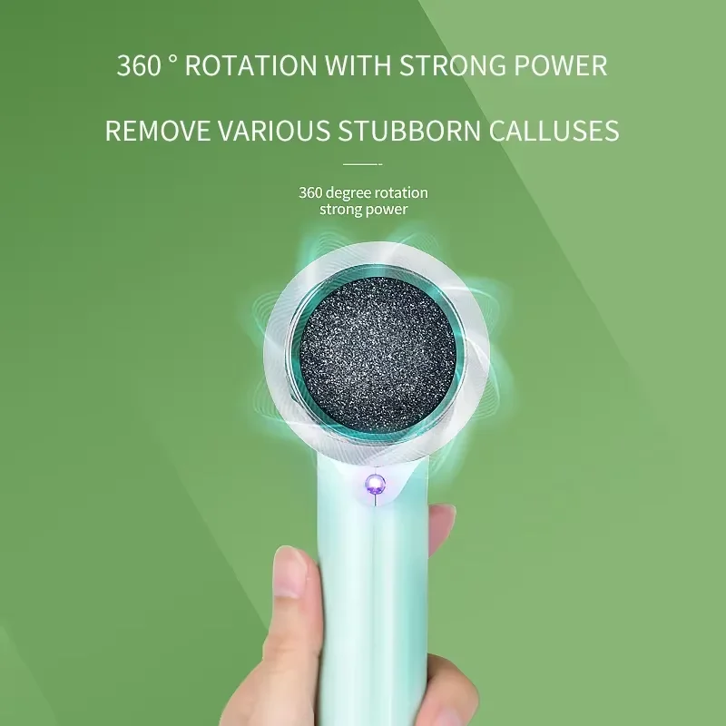 كهربائي 360 °   الروتاري ملف القدم الكالس مزيل المهنية آلة طحن القدم أداة قابلة للشحن كعب الكراك الجلد الميت الغسيل