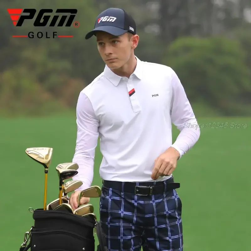 Pgm Golf Wear Men'S Long Sleeve T-Shirt Breathable Sportswear Man Sunscreen Leisure Golf Polo Shirt Quick-Dry Training Tops