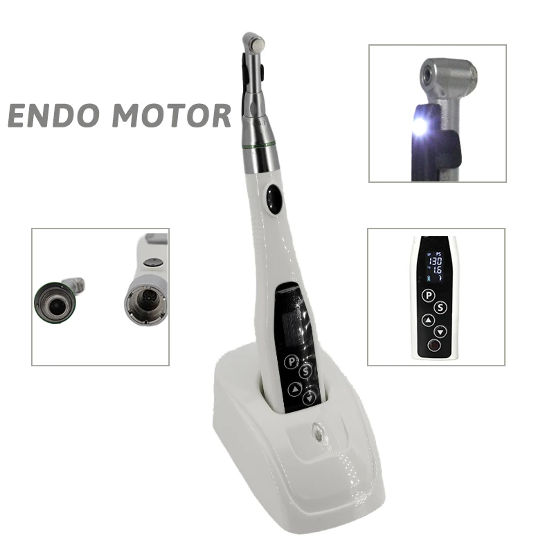 Dental Endo Motor Wireless with LED 16:1 Contra Angle 6 Programms Endodontic Instrument Root Canal Apex Locator  Rotary Motor