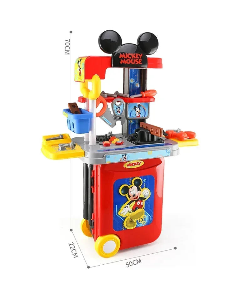 Disney 3 in1 Mickey Mouse trolley case Children's Toolbox Toy Set boy kids tools play house set kids toys for boy birthday gift