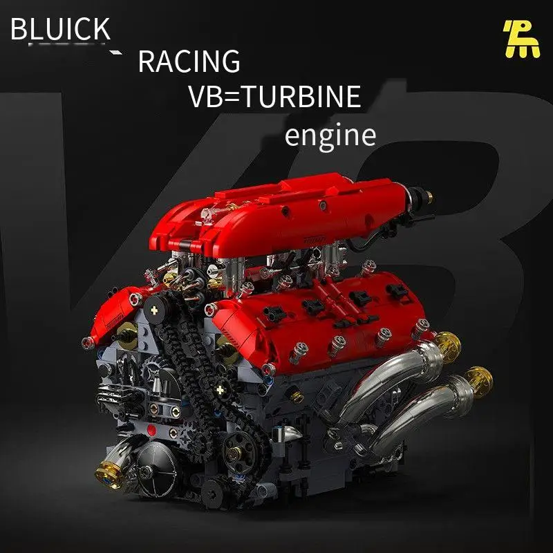 スーパーカー V8 ターボチャージャー付きエンジン電気シミュレーションモデルビルディングブロックビルディングブロック自動車部品子供用キットおもちゃ