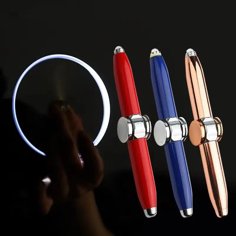 

1pc LED Fingertip Spinning Pen - Fidget Anxiety Decompression Gyro Metal Ballpoint Writing Pen for Kids School Office Supplies