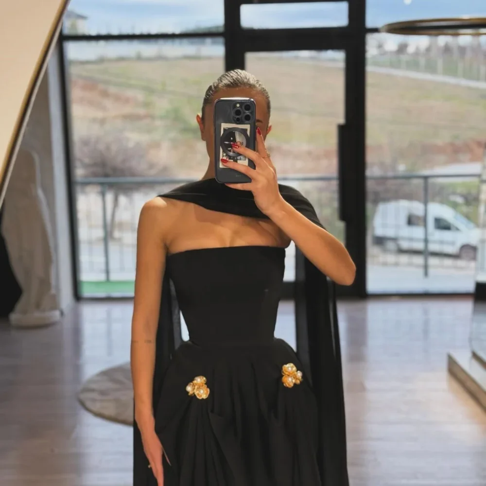 اللؤلؤ الزهور الديكور الأوشحة الطويلة الجلباب دي سواريه أربعة اتجاهات تمتد فساتين الحفلات ألف خط فستان حفلة موسيقية مخصص