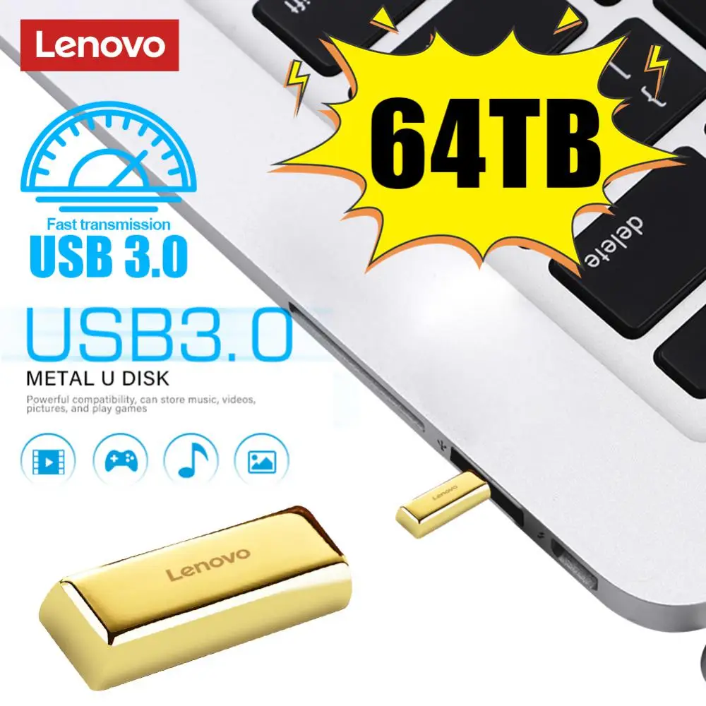 Флеш-накопители Lenovo 16 Тб USB 3,2, высокоскоростной переносной металлический флеш-накопитель, карта памяти, флеш-накопитель, карта памяти, водонепроницаемая карта, новинка