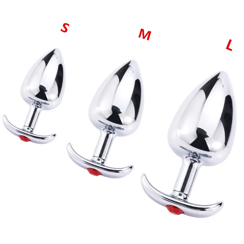 Metal Anal Plug with Corlor Jeweled 3 Style S/M/L Steel Butt Plug for Women Men Sex Anal Toys Wearing Outdoor All Day Beginner