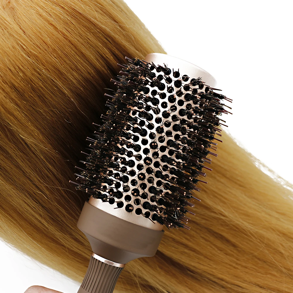 New Nano Technology Ionic Ceramic Hair Aluminum Brush Boar Bristle Hair Curly Comb Round Brushes For Hairdressing Salon