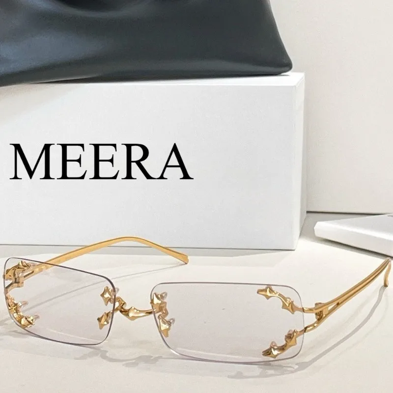 

2025 New Retro Frameless Sunglasses for Women Men Square Lenses Shades Eyewear for Driving Travel UV400 Luxury Sun Glasses