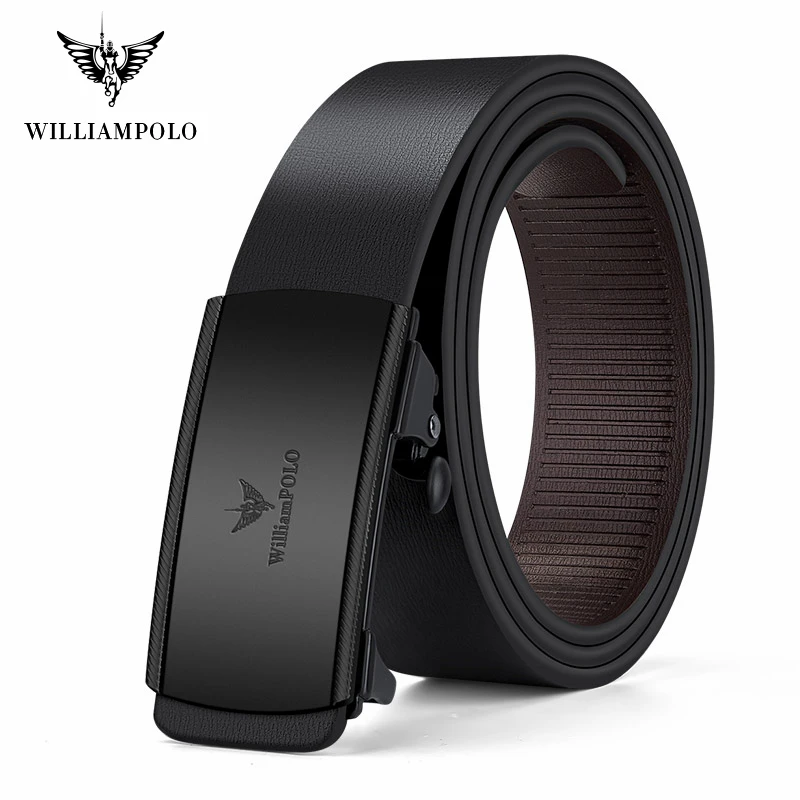 

WILLIAMPOLO Men Belt Metal Luxury Brand Automatic Buckle Cowhide Leather High Quality Belts for Men Business Designer Belt Men