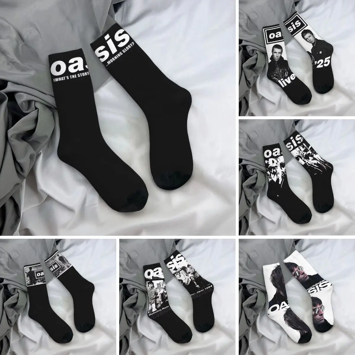 O-Oasis Rock Band Stockings Women Men Socks Breathable Funny Socks Autumn Cycling Anti Bacterial Graphic Socks Birthday Present