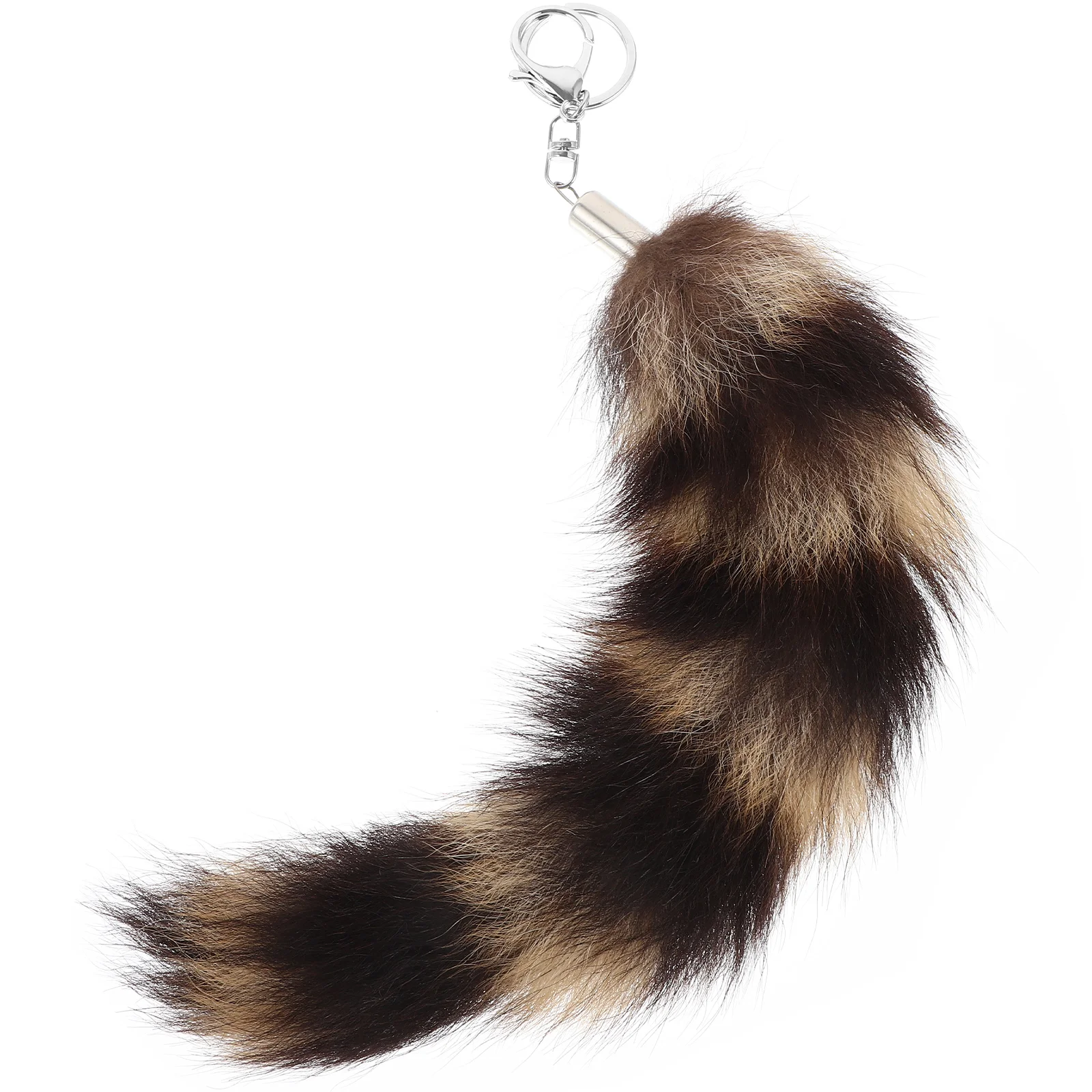 American Raccoon Pendant Fuzzy Keychain Mask Purse Charm Metal Car Chains Women