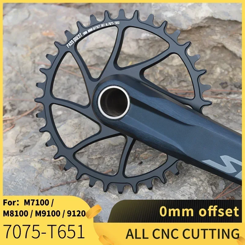 PASS QUEST Narrow Wide Chainring ROUND Silver and black for SHIMANO M6100 M7100 M8100 M9100 Direct Mount Crank