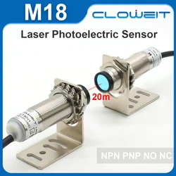 Cloweit M18 Laser Sensor 0-20m Effectively Detecting Nonwovens Through Beam Photoelectric Proximity Switch J18-T