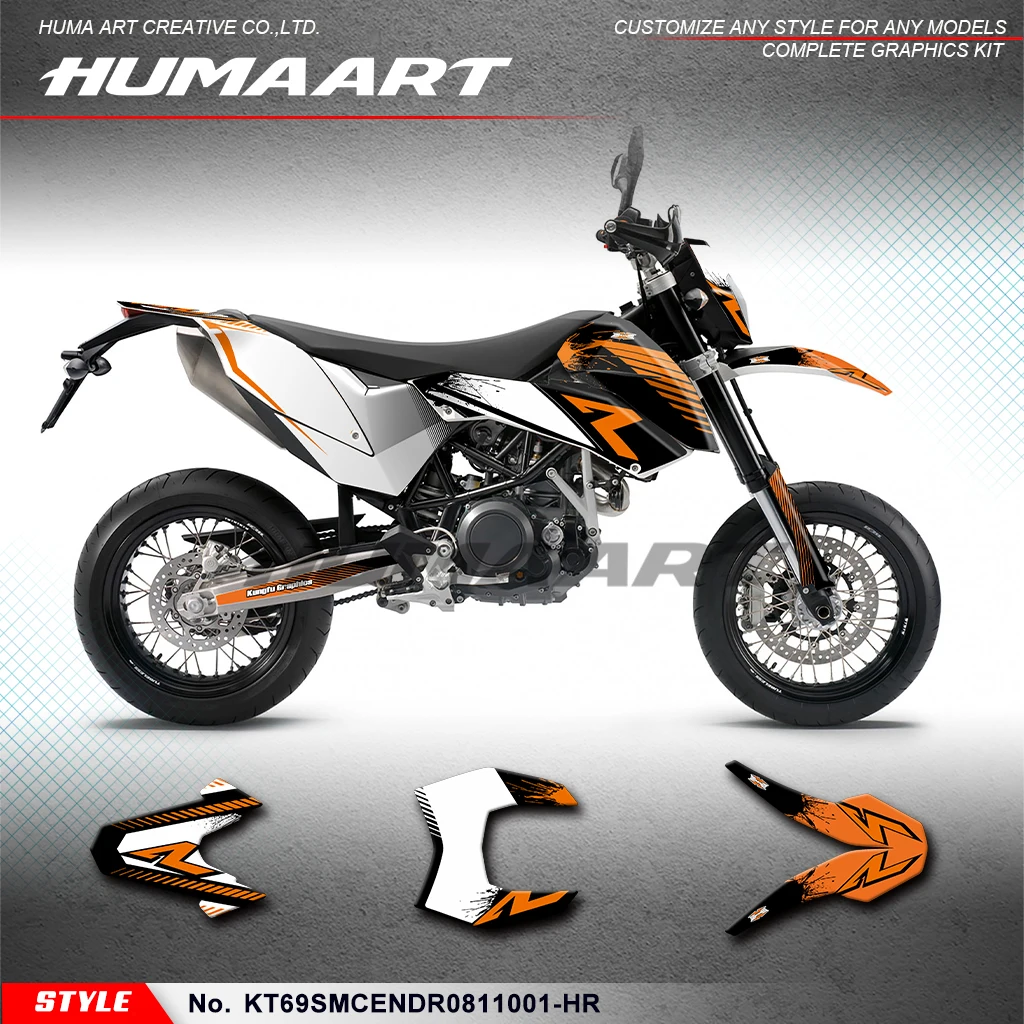 HUMAART Full Vinyl Graphics Stickers Kit Decal for KTM 690 SMC-R SMC Enduro R 2008 2009 2010 2011, KT69SMCENDR0811001-HR