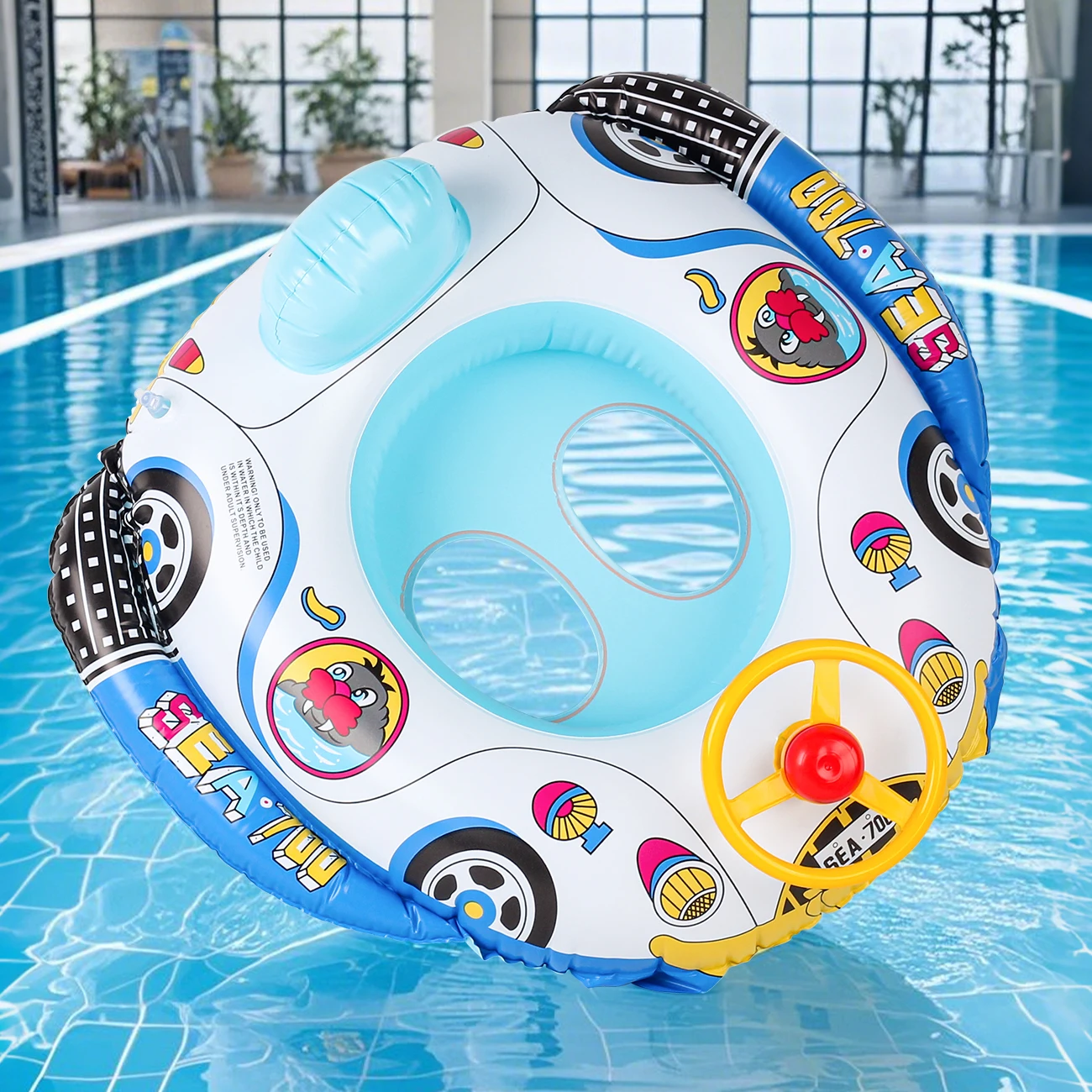1PC Police Car Boat Swim Ring Summer Pool Floats, Beach and Pool Swim Aid, Beach Toys for Pool Party