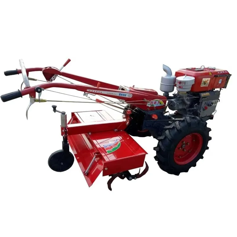 Mini Agricultural Tractor Two Wheels Manual Rotating Hoe Hand-held Tractor Agricultural Tractor Agricultural