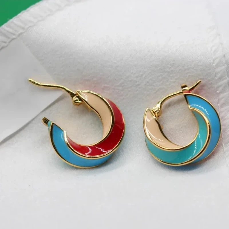 

2026 Fashion Europe Designer Geometry Circular Colorful Earrings Luxury Women Jewelry Trend