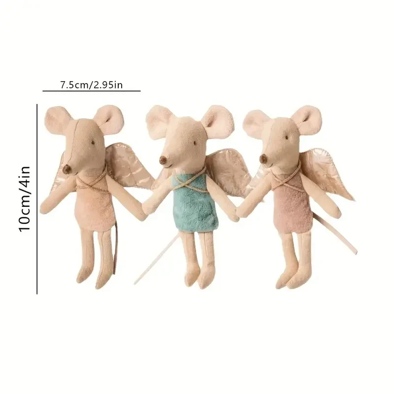 

Nordic Style Fabric Art Mouse Doll Cute Angel Wings Mouse Doll Zodiac Gift Birthday Gift Rag Small Decoratio toys for children