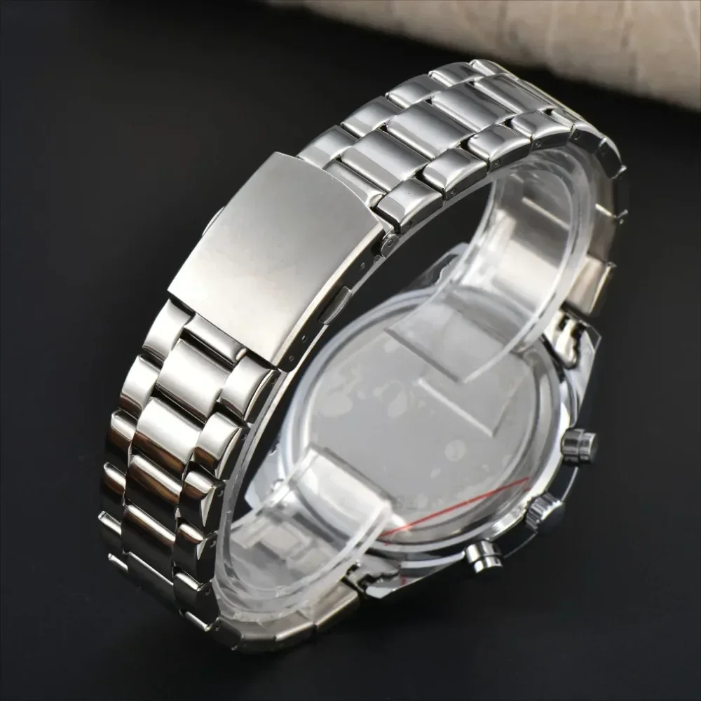 高級カジュアルスポーツ時計 クラシック ビジネス クォーツ メンズ ステンレススチール腕時計 ファッションメンズウォッチ デイト ハイエンド