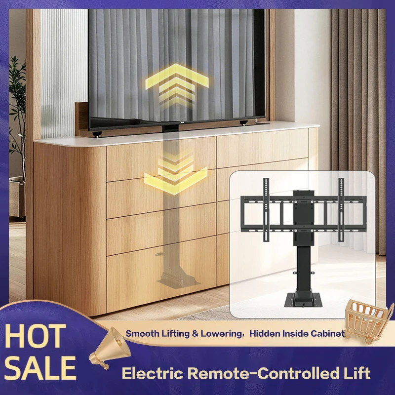 Commercial Automatic TV Elevator Bracket For Hotel Apartment With Hidden Cabinet Floor Standing Telescopic Lifting Riser Base