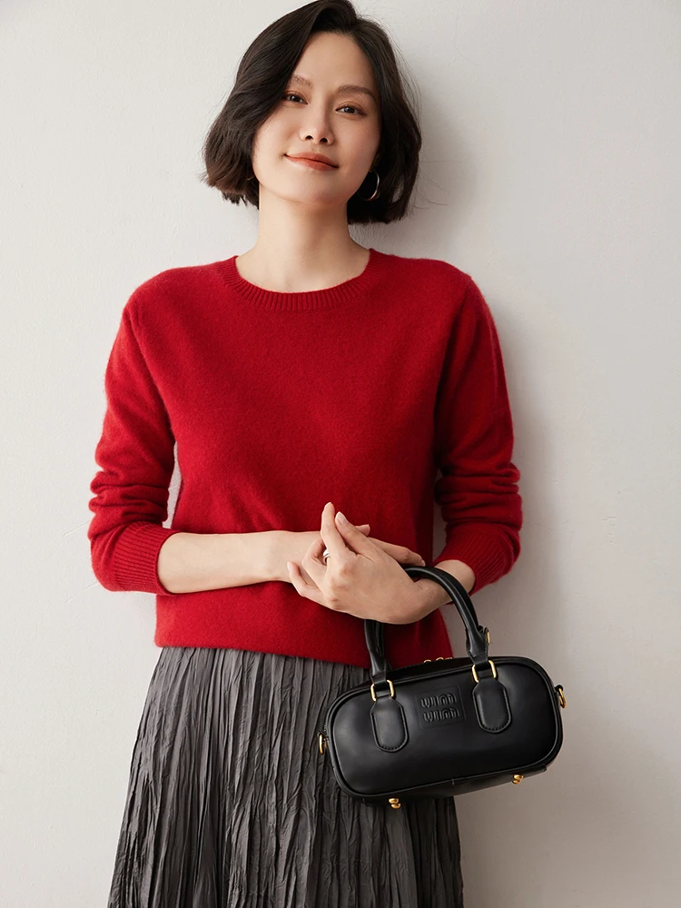 

Весенне-осенние женские кашемировые свитера, пуловеры с круглым вырезом и длинными рукавами, трикотаж из 100% кашемира, теплый базовый модный женский джемпер, топ