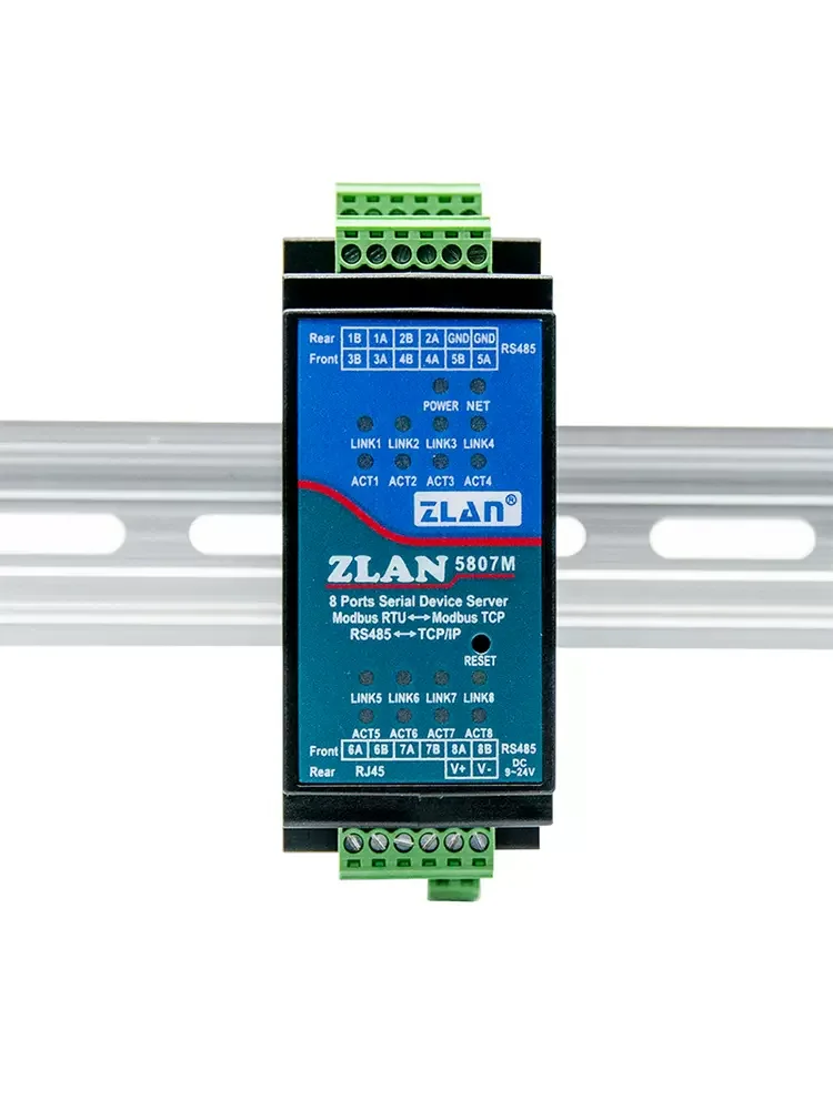 ZLAN5807M 8 портов RS485 к Ethernet TCP IP Modbus шлюз RTU к TCP MQTT JSON компьютер din-рейка промышленный модуль Преобразователь