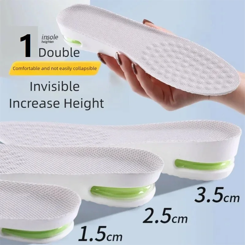1Pair Height Increase Insole for Feet Men Women Comfort Shock Absorbing Sports Air Insoles Plantar Fasciitis Shoes Inserts XDr07