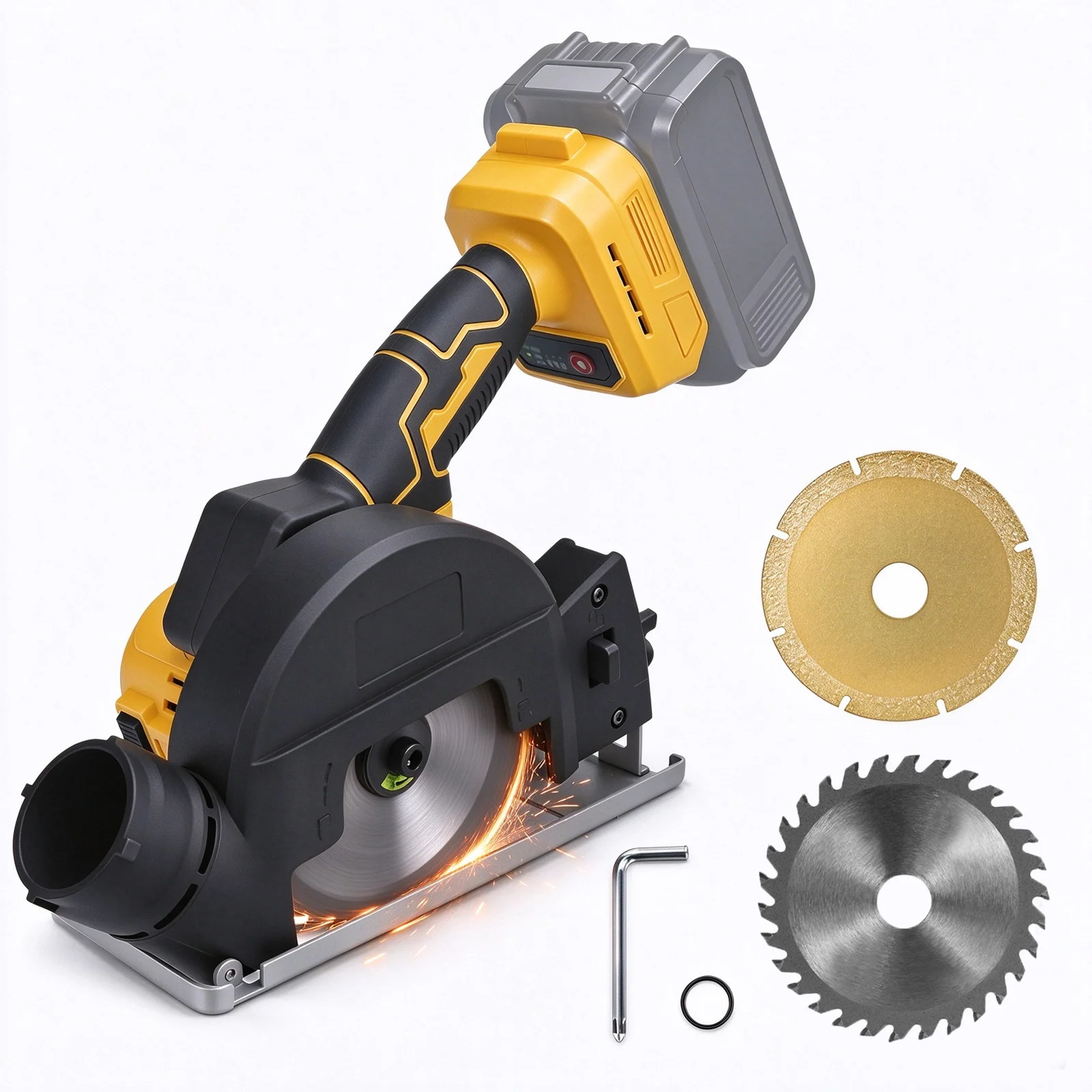 4Inch Brushless Circular Saw Cordless Cut Off Tool 3-Speed 12000RPM Wood Metal Plastic Cutting Power Tool for Dewalt 20V Battery