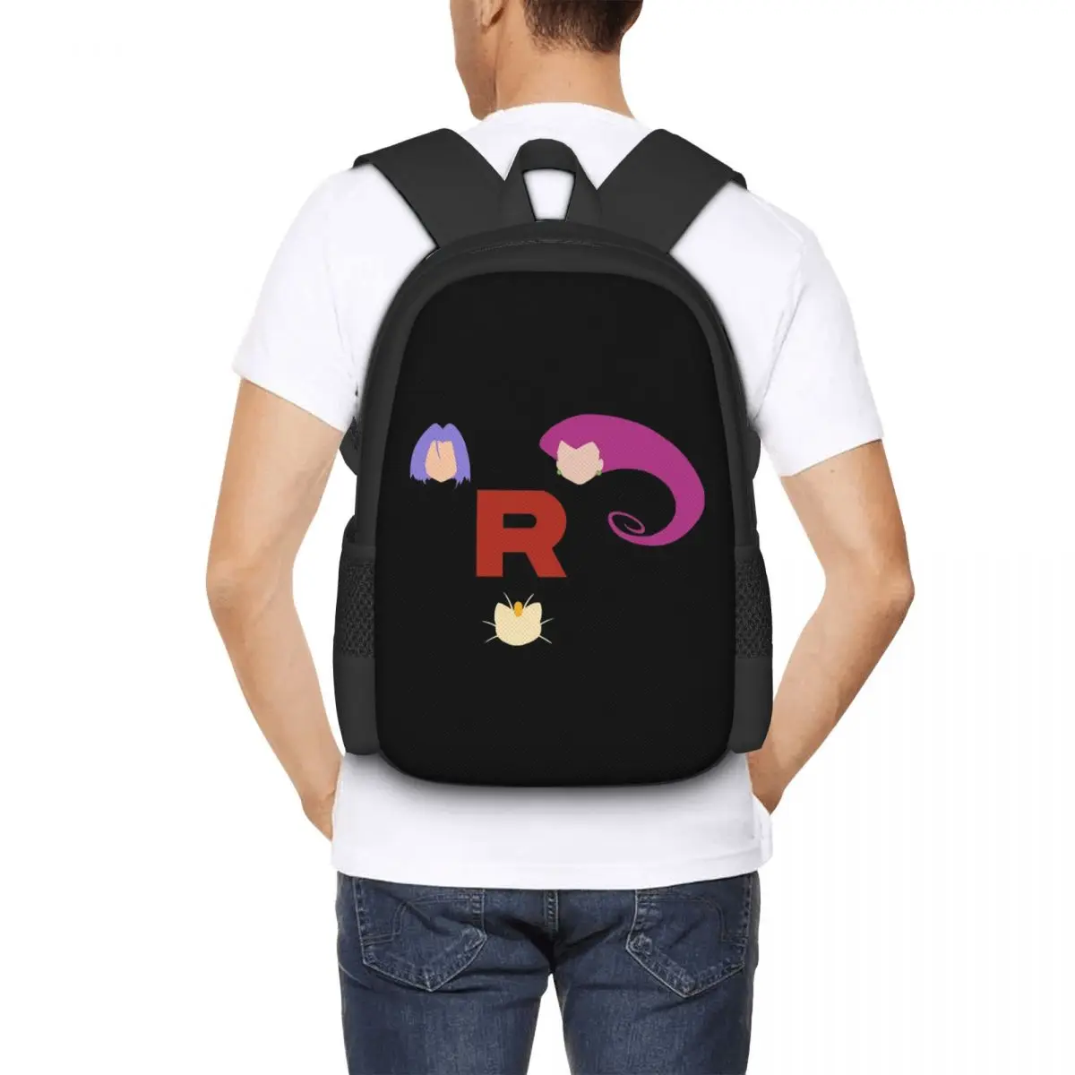 Letter R Team Rocket Logo Student Backpack School Bag Hiking Travel Daypack for Boys Girls Fashion Bookbag Shoulder Bags