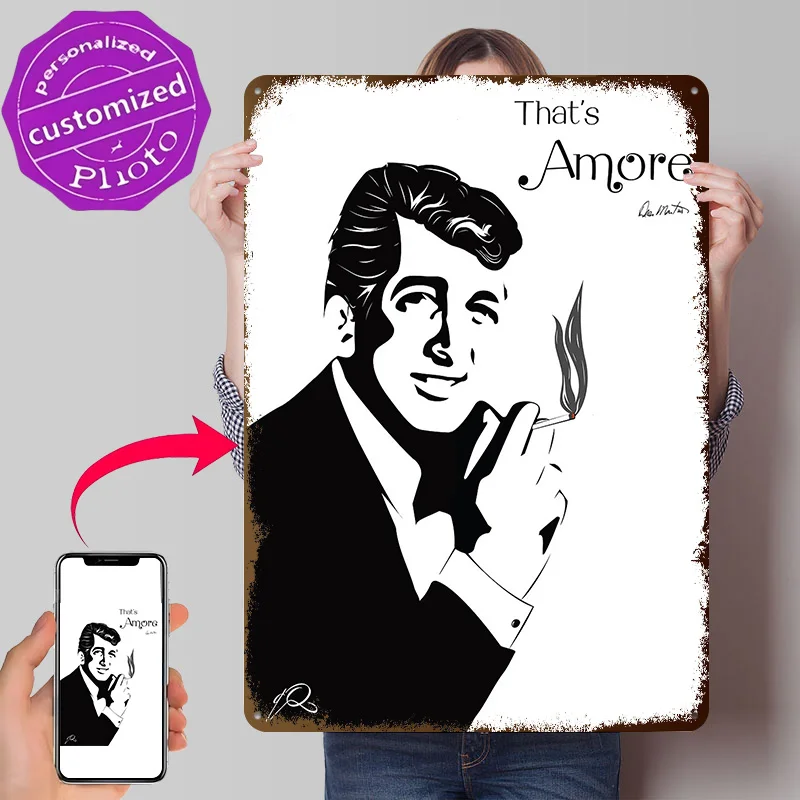 Dean Martin Amore 3D Texture Metal Poster Customized Wall Art Tin Sign Gift for Mancave Home Decor Room Accessories Wand Deko