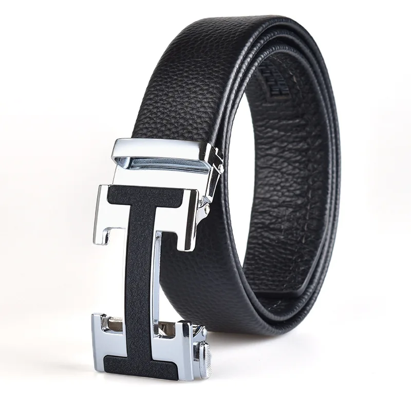 Легкий роскошный модный мужской пояс с автоматической пряжкой и высококачественными кожаными буквами, простой и зрелый мужской ремень