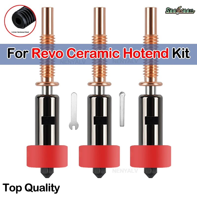 For Revo Ceramic Hotend Kit Upgrade Nozzle Replaceable Nozzles Heatbreak TC4 Titanium 0.2/0.4/0.6/0.8mm Hardened Brass For Hoten