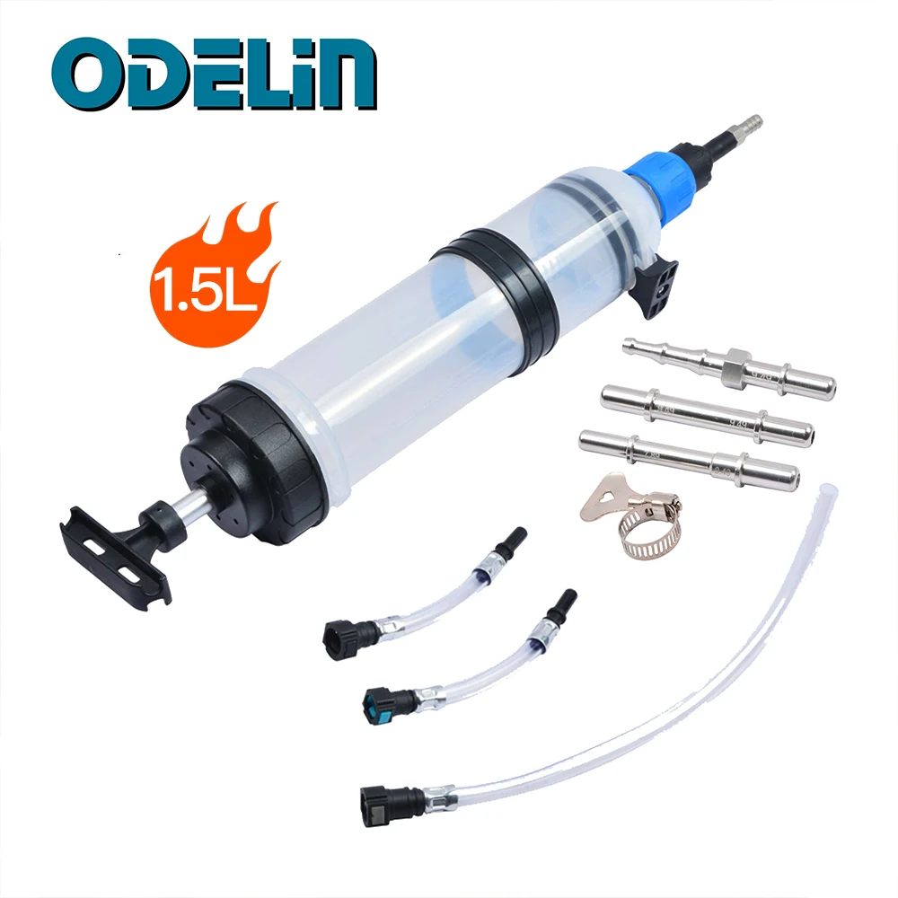 

1.5L Automotive Fluid Filler & Extractor Syringe Fuel Brake Fluid Coolan Change Inspection Syringe Engine Gearbox Oil Transfer