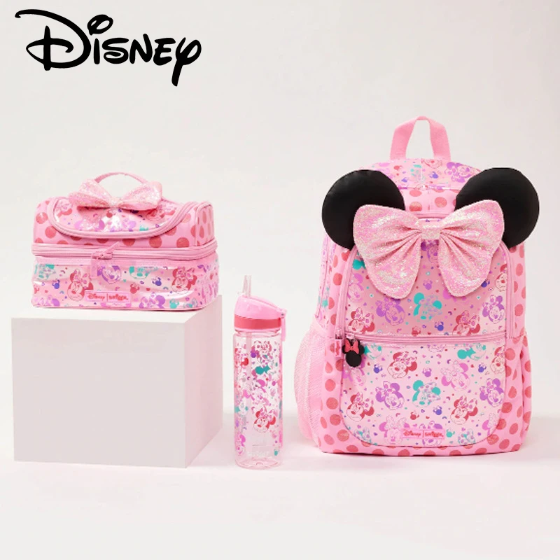 Genuine Disney Bag  Australia Smiggle Minnie Children Student School Bag Wallet Lunch Bag Backpack Water Cup Girl Gifts