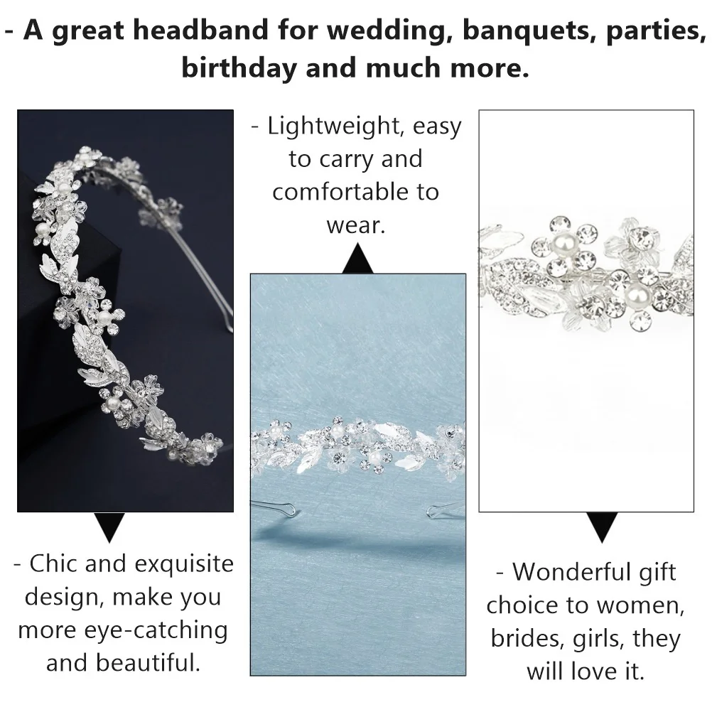 

1Pcs Bride Floral Alloy Crystal Headband Stylish Hairband Wedding Banquet Party Women Headdress Band