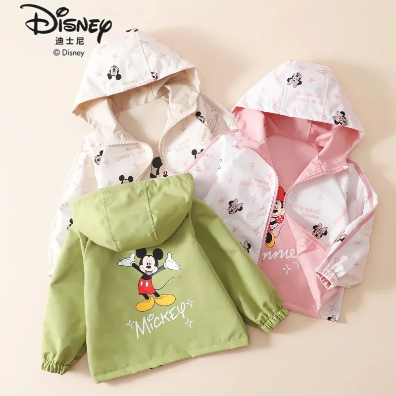 Disney Mickey autumn new girls jacket double-sided double-wear cartoon cute waterproof windproof simple coat