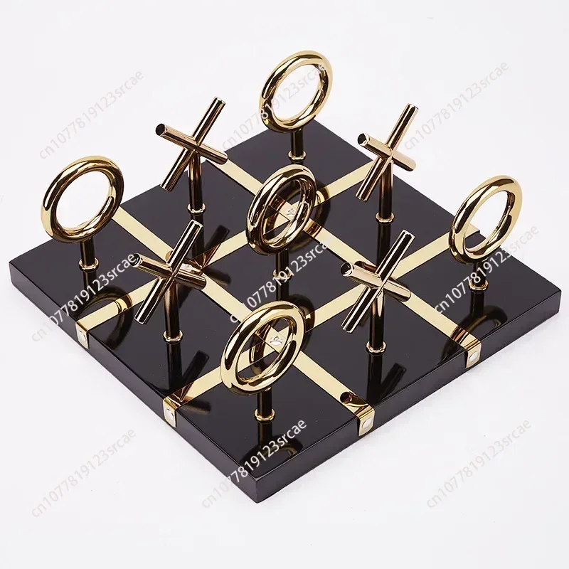 Modern Luxury Chess XO Chessboard Ornaments Stainless Steel Furnishings Crafts for Living Room Decoration Diaphanous Gift