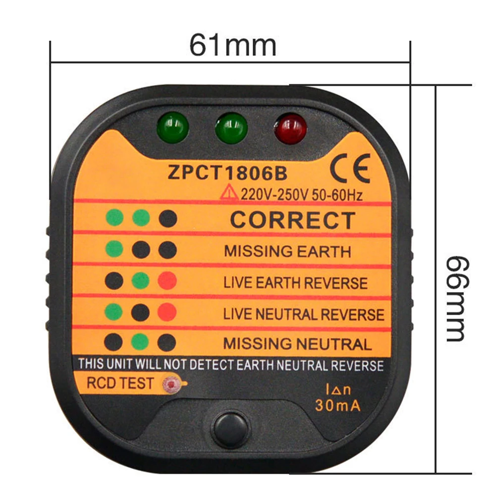 

50g Socket Tester GFCI RCD Socket Testing Device Electrical Tester Breaker Ground Tester 110V 230V Testing Trip Current 30mA