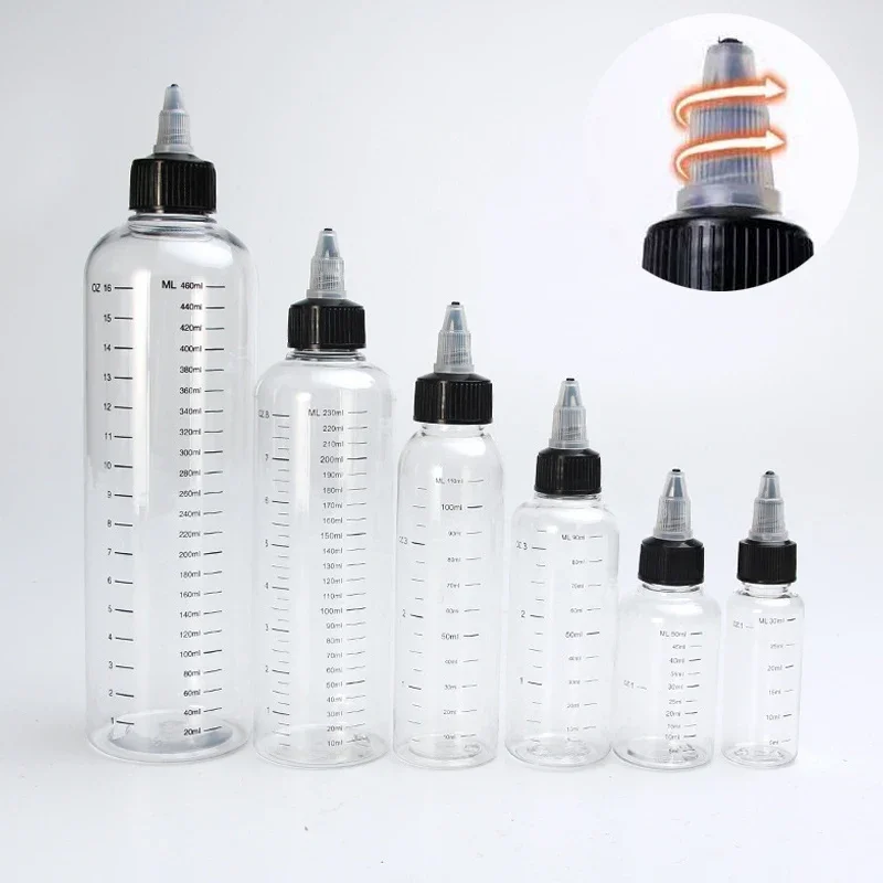 

5Pcs 30ml-500ml Plastic Dispensing Bottles Twist Top Cap Boston Round Bottle With Graduated Squeeze Container For Crafts Kitchen