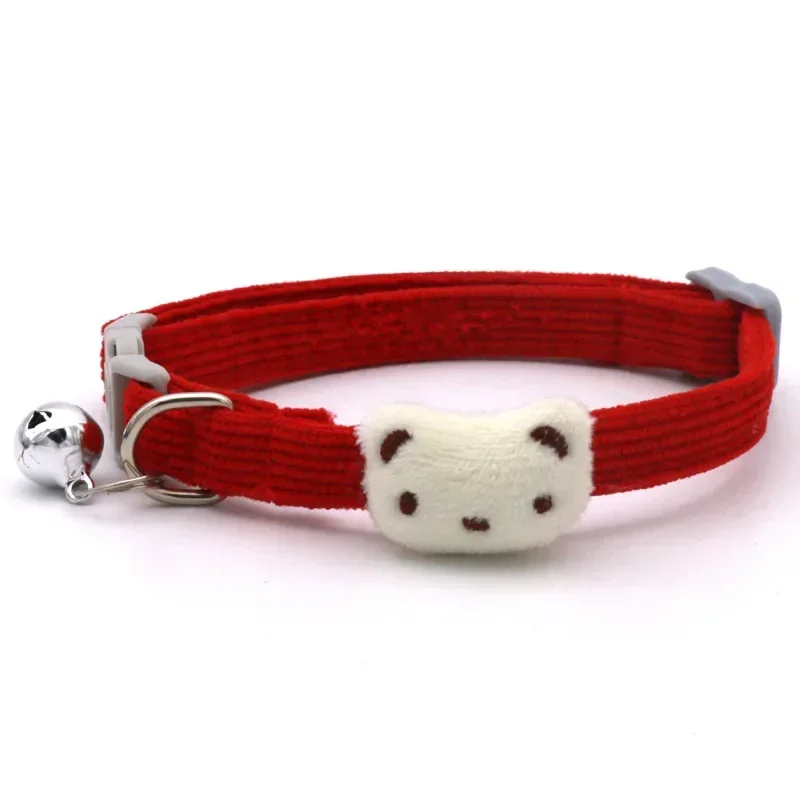 2pcs Lovely Pet Collar Adjustable Cartoon Bear Soft Plush Pet Necklace with Bell Small Dog Accessories Cat Collar Pet Supplies