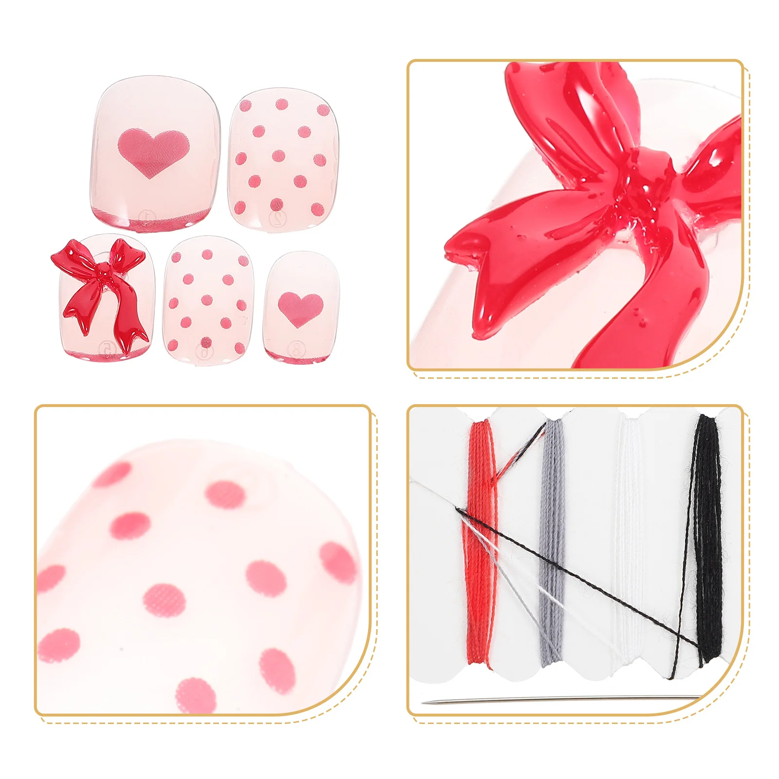 

24Pcs Press on Nails Butterfly Bow False Tips for Women Manicure Accessories Easy Application Long Lasting Press on Nails