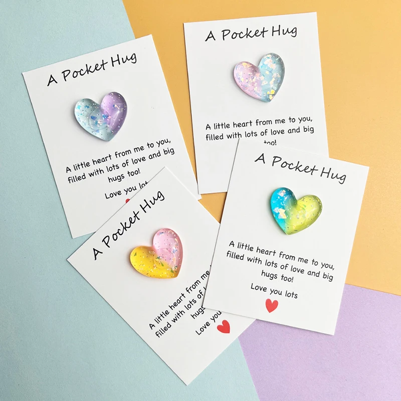 8pcs Cute Little Heart Pocket Hug, Decorated Pocket Hug With Encouragement Card, Special Birthday, Wedding, Party, Valentine'S