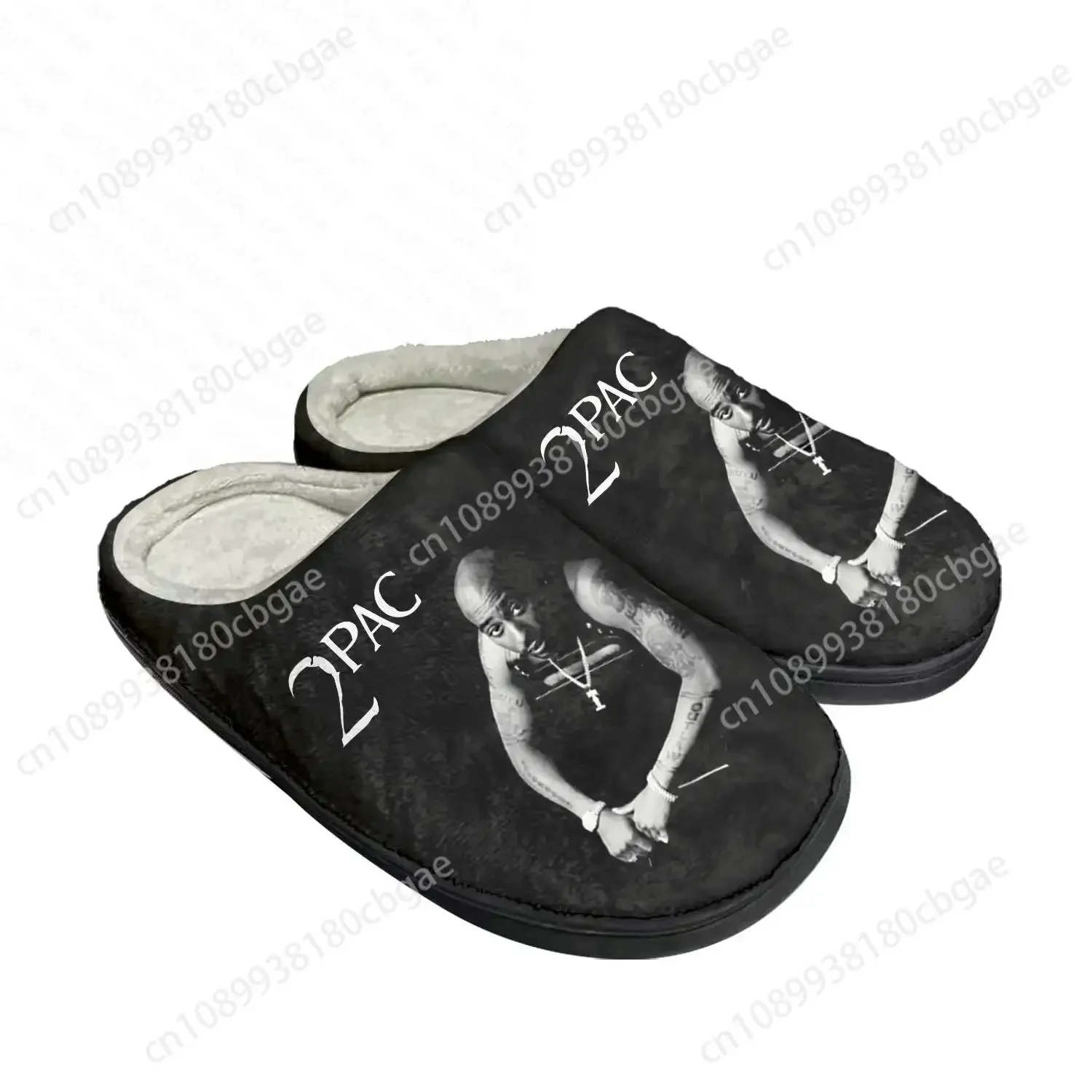 2Pac Hip Hop Rapper Tupac Pop Home Cotton Custom Slippers Mens Womens Sandals Plush Bedroom Keep Warm Shoe Thermal Slipper Black