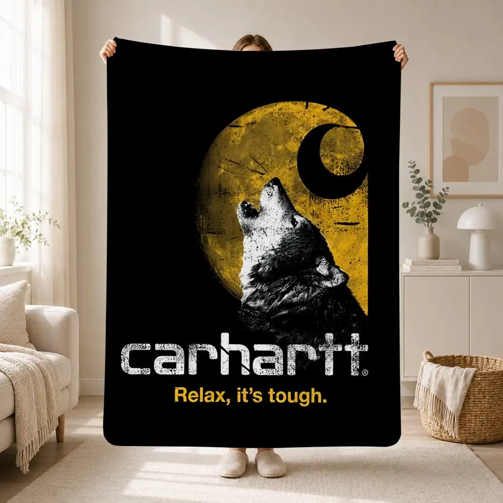 Manta de Franela Suave y Afelpada de la Marca de Moda de Ropa de Trabajo Clásica Carhartt, Manta para Sofá, Cama, Viajes, Decoración del Hogar