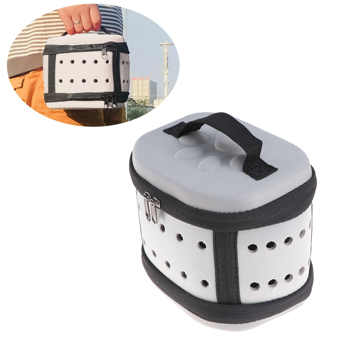 

Pet Carrier Dog Carrier Pet Handbag Bag Portable Travel Bag Pet Dog Front Bag Head Out EVA Backpack (Mini Grey)
