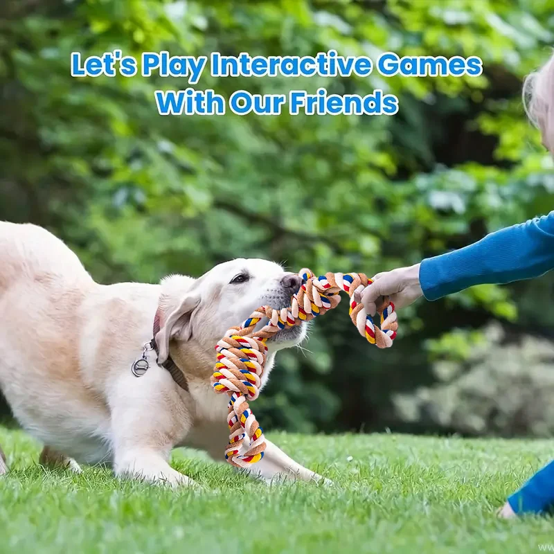 Pet Products Dog Cotton Rope Toy Large Big Dog Teeth Interactive Bite Resistant Tug-Of-War Knot